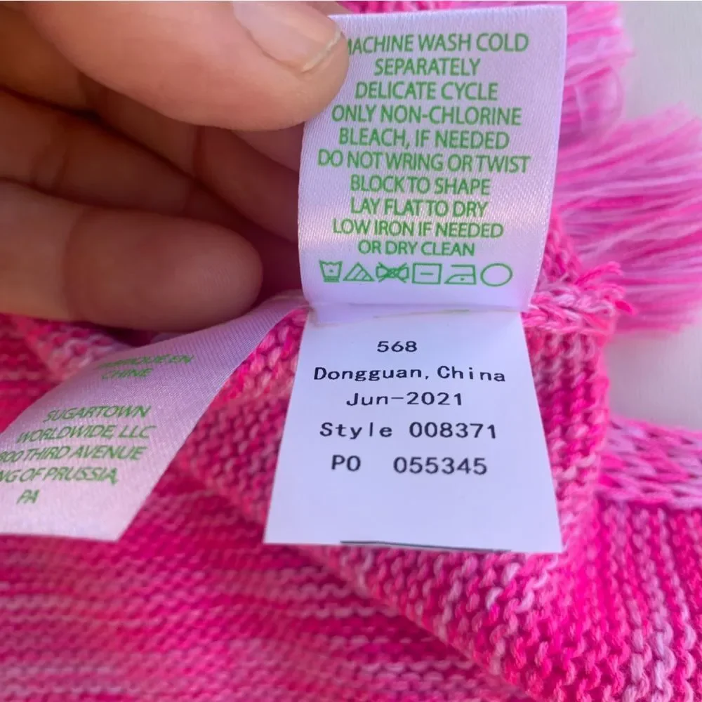 LILLY PULITZER Jody Relaxed Shoulder Sweater Sz XS Plumeria Pink Stripe Tassel